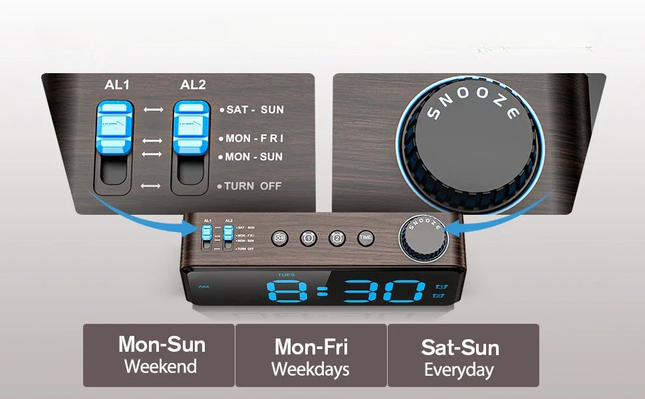 Radiosveglia digitale con alimentazione a rete