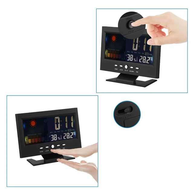 Sveglia digitale con calendario e temperatura