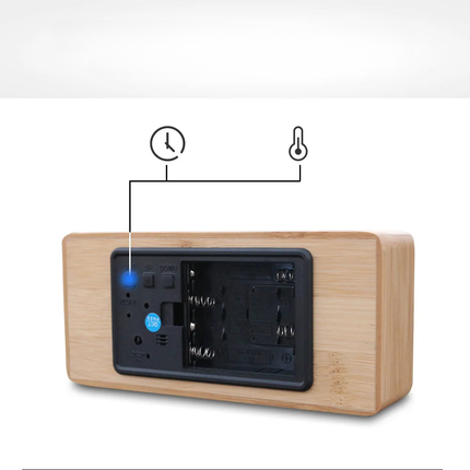 Sveglia digitale legno con termometro