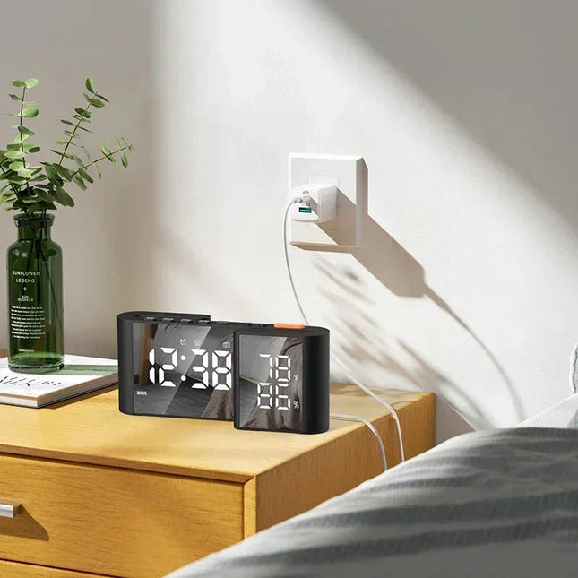 Radiosveglia a specchio con termometro