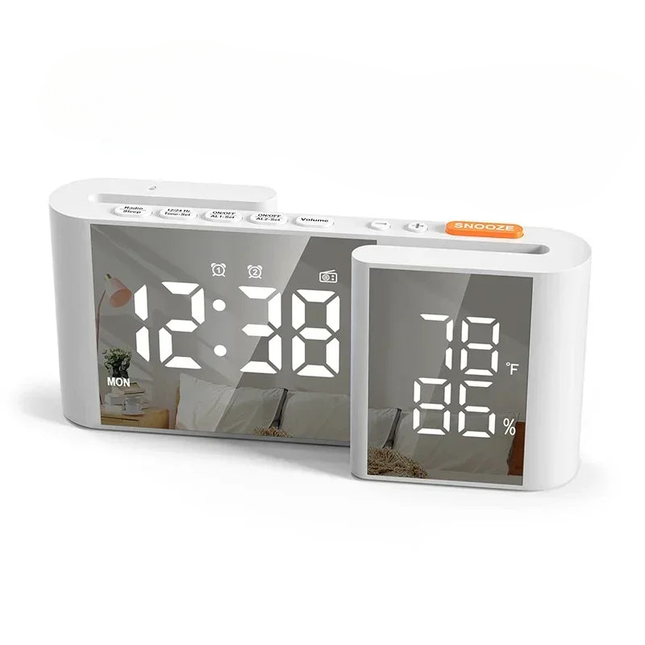 Radiosveglia a specchio con termometro
