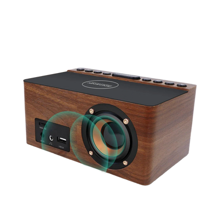 Radiosveglia legno con ricarica wireless