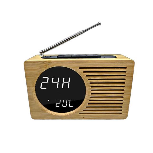Radiosveglia FM digitale in legno