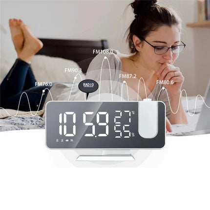 Radiosveglia con proiettore bianca design