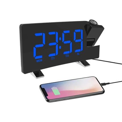 Radiosveglia con proiettore display blu