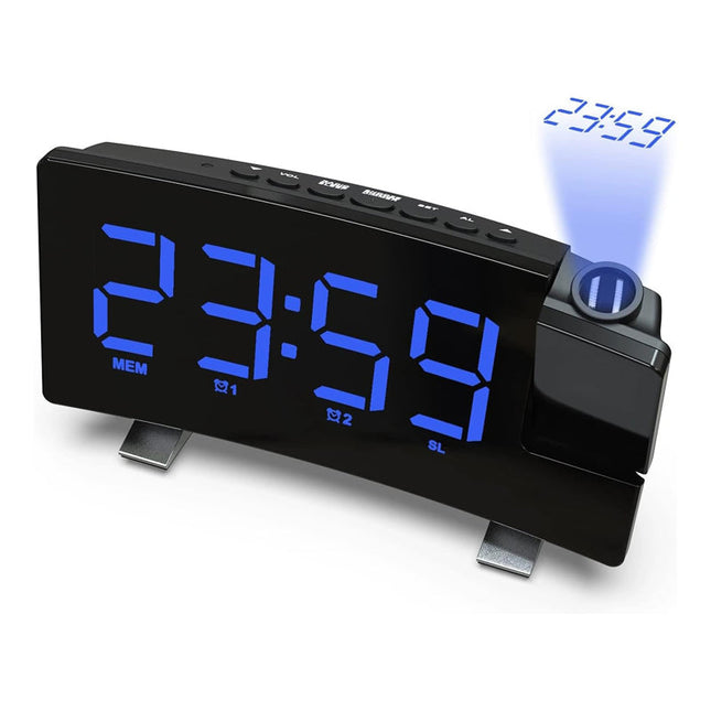 Radiosveglia con proiettore display blu