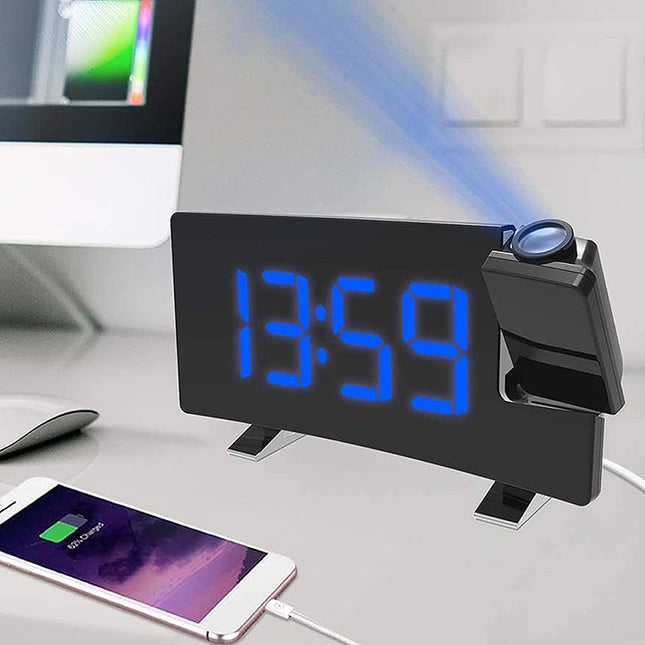 Radiosveglia con proiettore display blu