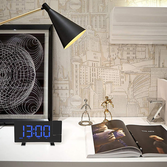 Radiosveglia con proiettore display blu