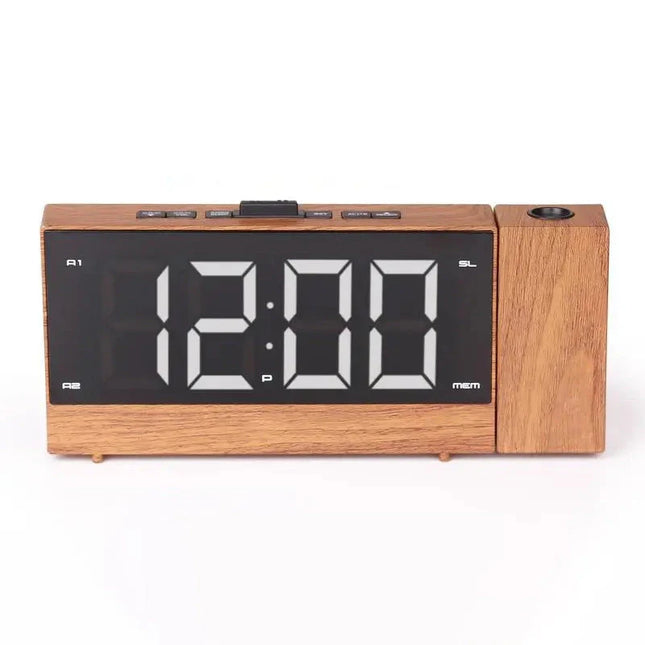 Radiosveglia proiettore digitale effetto legno