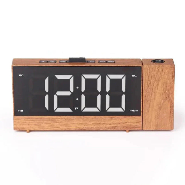Radiosveglia proiettore digitale effetto legno