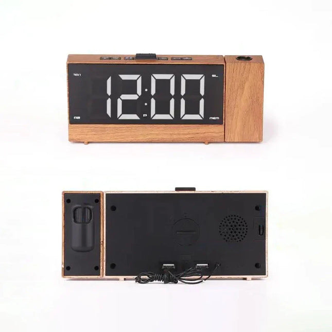 Radiosveglia proiettore digitale effetto legno