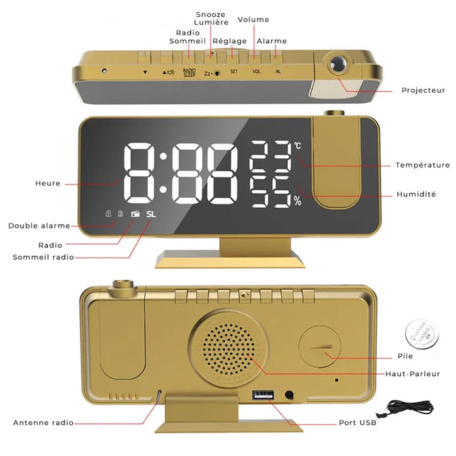 Radiosveglia con proiettore design moderno