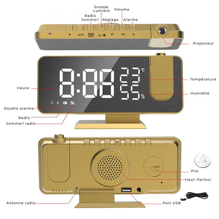 Radiosveglia con proiettore design moderno