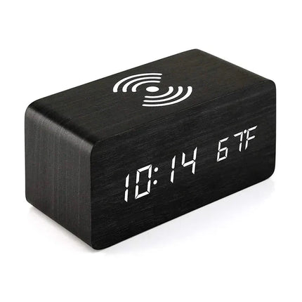 Sveglia in legno con caricatore wireless