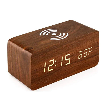 Sveglia in legno con caricatore wireless