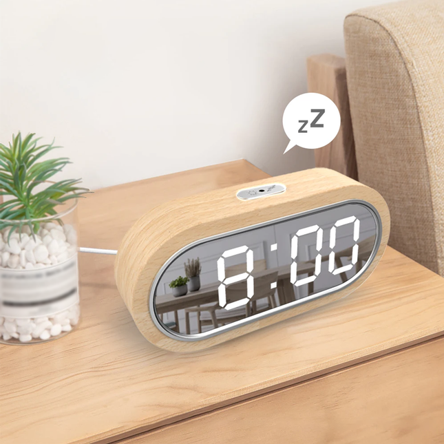 Sveglia digitale LED in legno