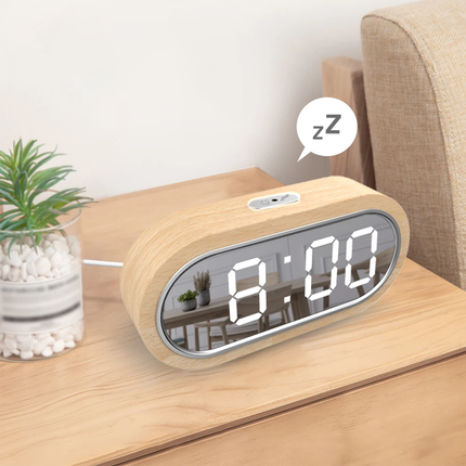 Sveglia digitale LED in legno