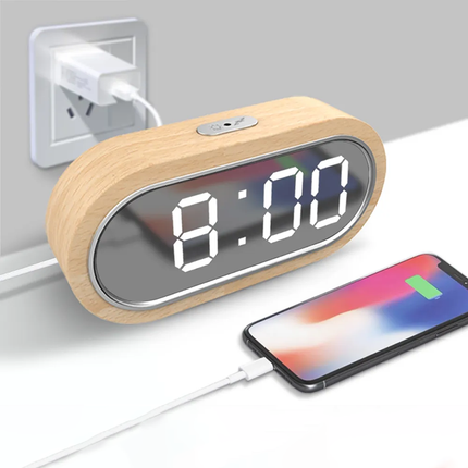 Sveglia digitale LED in legno