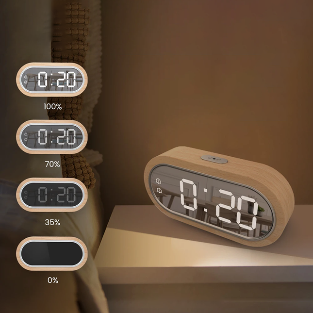 Sveglia digitale LED in legno