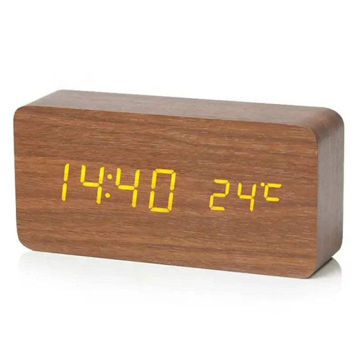 Sveglia digitale LED in legno chiaro