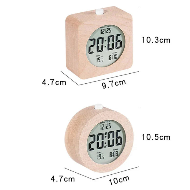 Sveglia digitale da tavolo effetto legno