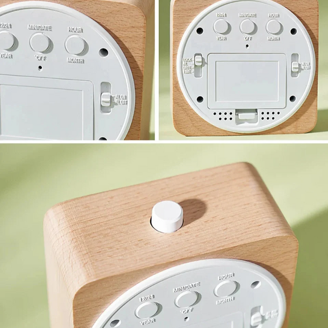 Sveglia digitale da tavolo effetto legno