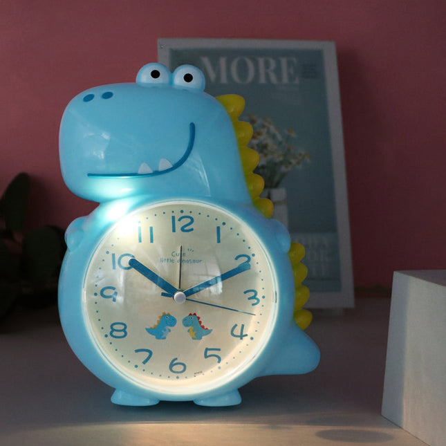 Sveglia dinosauro analogica blu per bambini