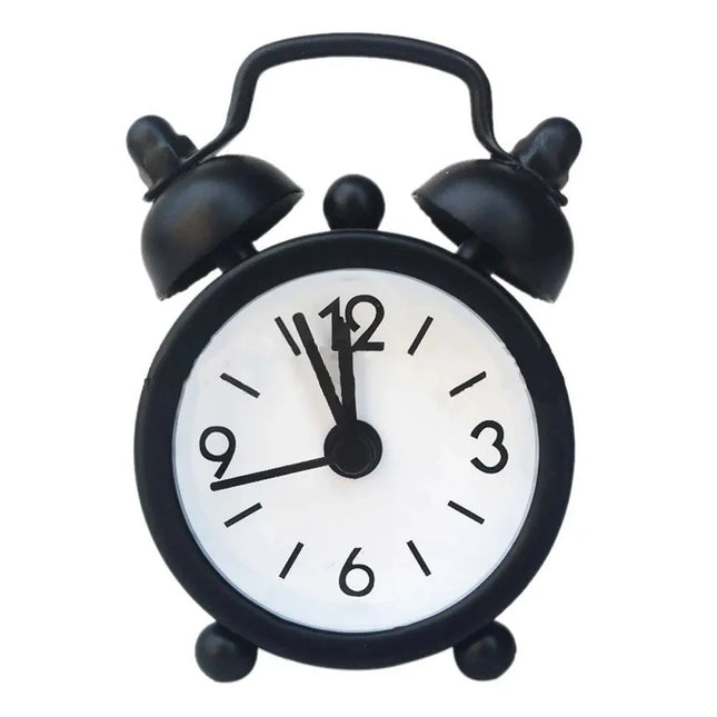 Piccola sveglia analogica bianca da comodino