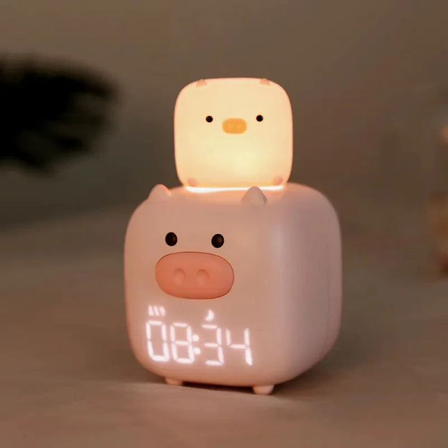 Simpatica sveglia maialino rosa per bambini