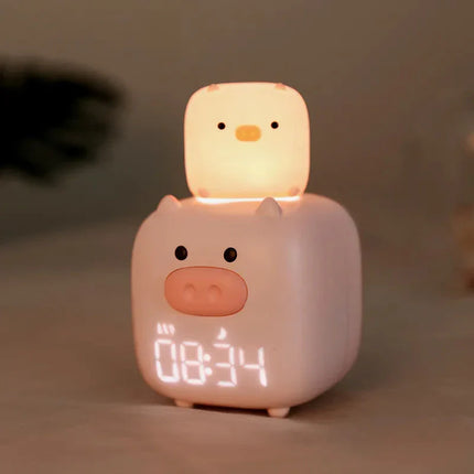 Simpatica sveglia maialino rosa per bambini