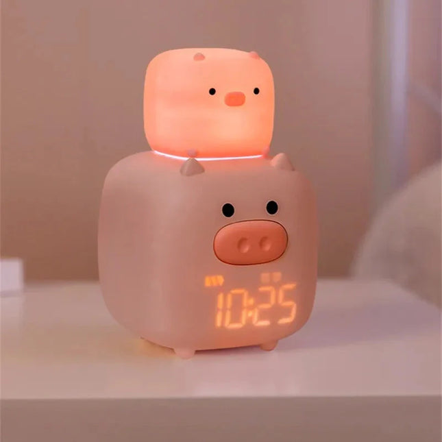 Simpatica sveglia maialino rosa per bambini
