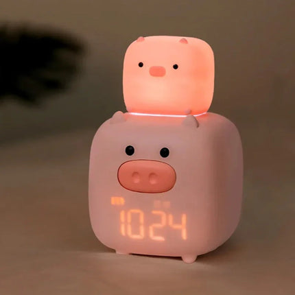 Simpatica sveglia maialino rosa per bambini