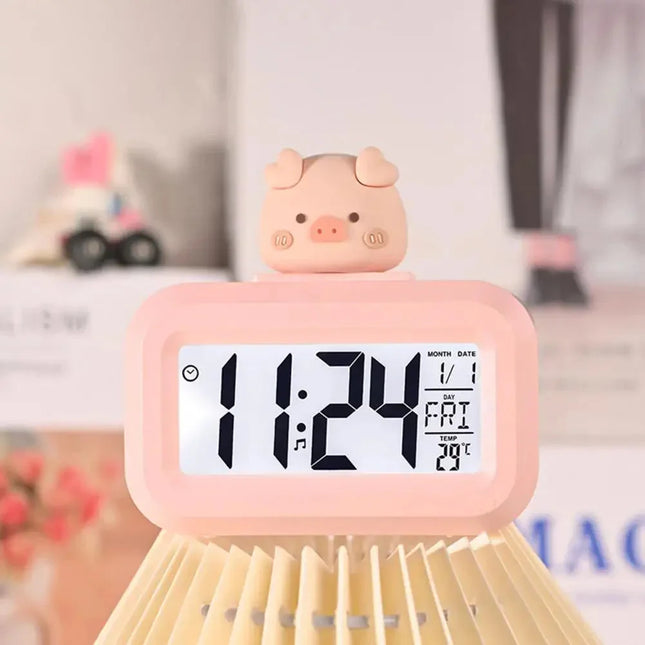 Sveglia digitale maialino rosa cipria