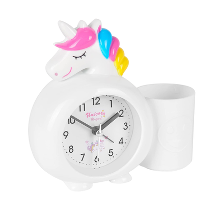 Sveglia unicorno bianca con portapenne