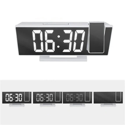 Sveglia digitale bianca con proiettore ora