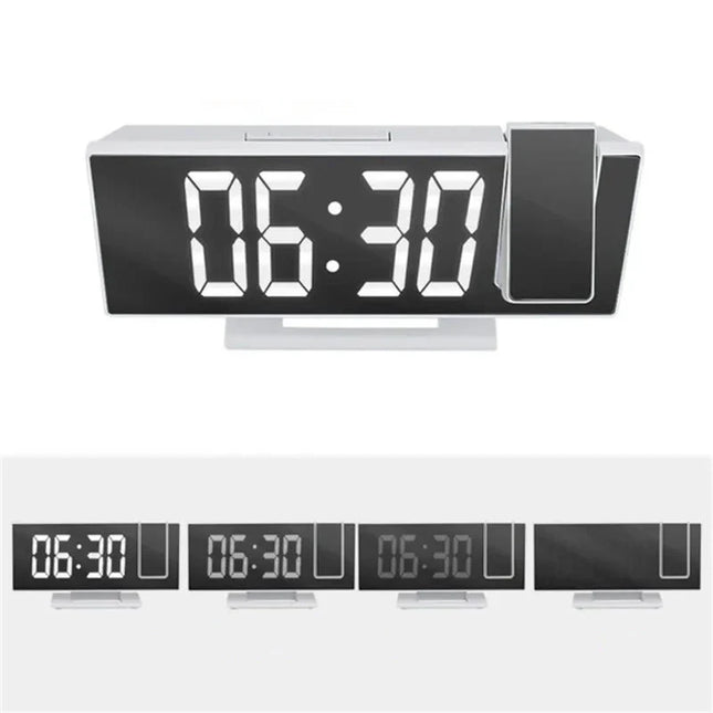 Sveglia digitale bianca con proiettore ora
