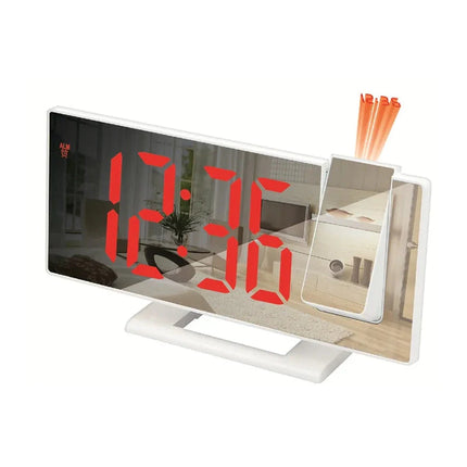 Sveglia digitale bianca con proiettore ora