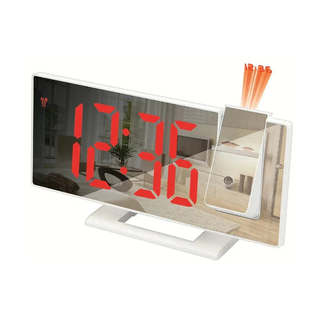 Sveglia digitale bianca con proiettore ora