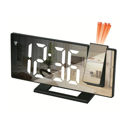 Sveglia digitale nera con proiettore ora