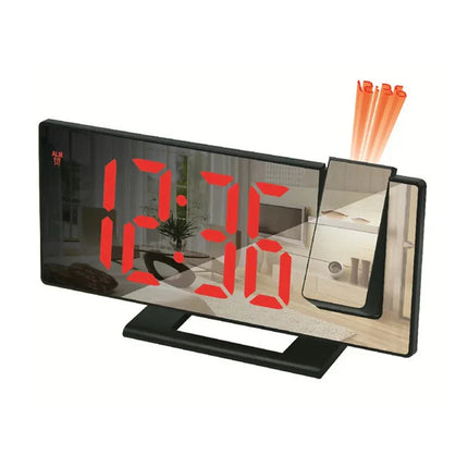 Sveglia digitale nera con proiettore ora