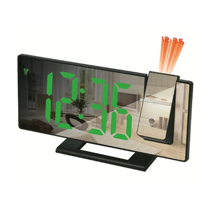 Sveglia digitale nera con proiettore ora