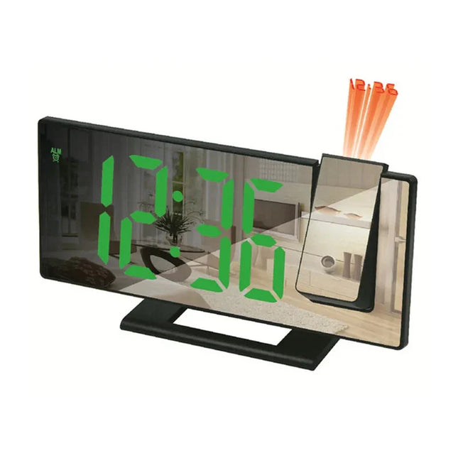Sveglia digitale nera con proiettore ora
