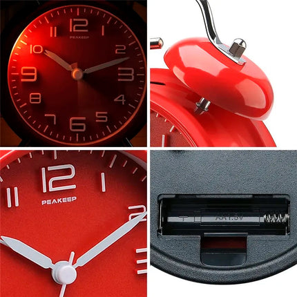 Sveglia vintage rossa doppia campana